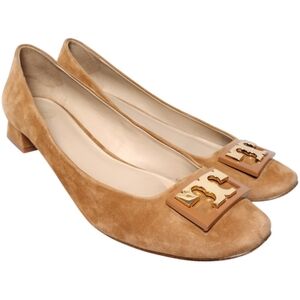 Tory Burch GIGI Block Heel Suede Tan Pumps Size 10 M